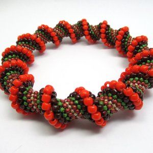 Fall inspired Cellini Spiral beadwoven bracelet